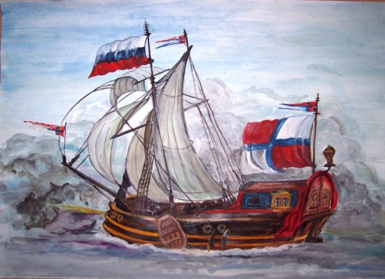 Яхта "Святой Пётр" (1693). Первая морская яхта молодого царя Петра I. первый русский военный корабль, пронесший российский флаг в зарубежных водах